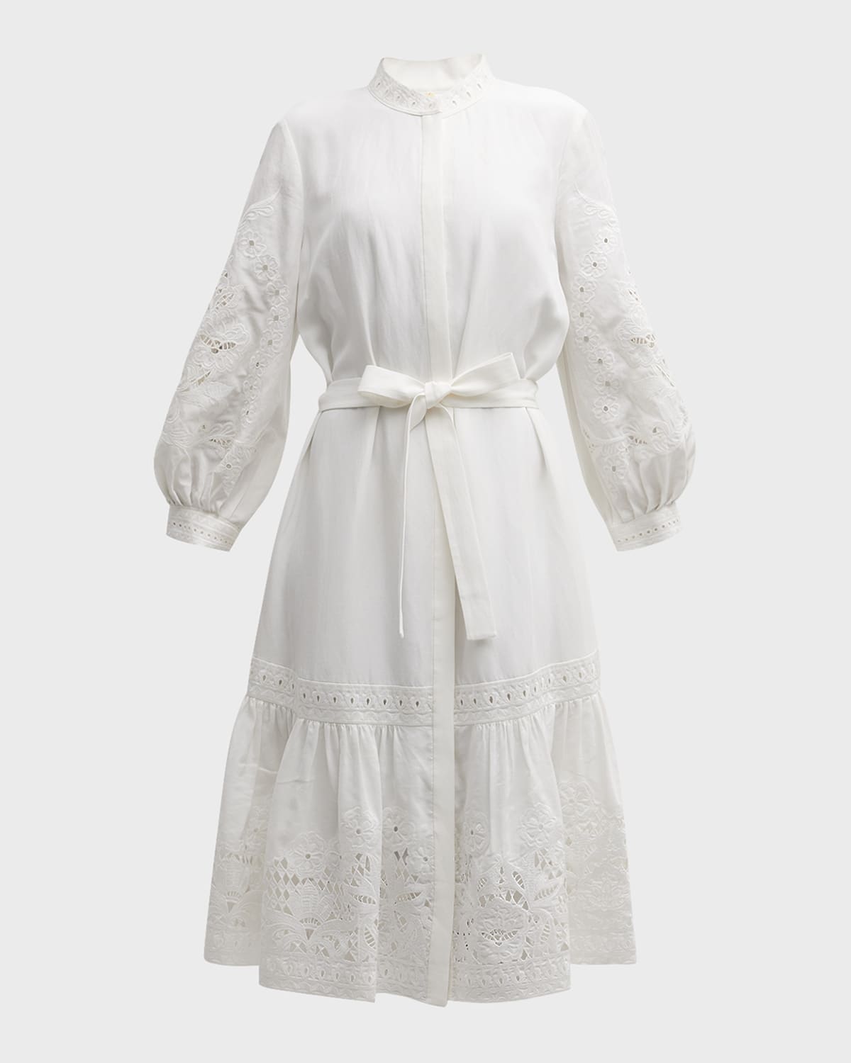 Kobi Halperin Denali Floral-embroidered Eyelet Midi Dress In Whitewhite