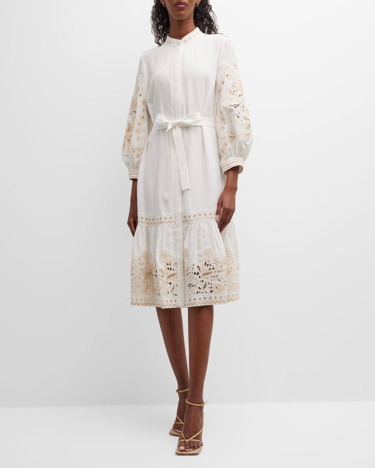 Shop Kobi Halperin Denali Floral-embroidered Eyelet Midi Dress In Black