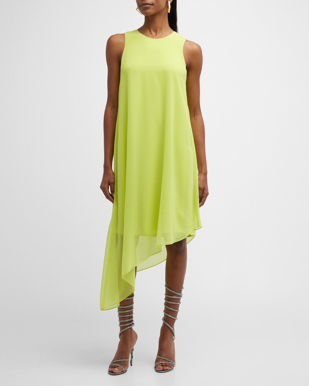 Kobi Halperin Pixie Sleeveless Asymmetric Midi Dress In Lemon
