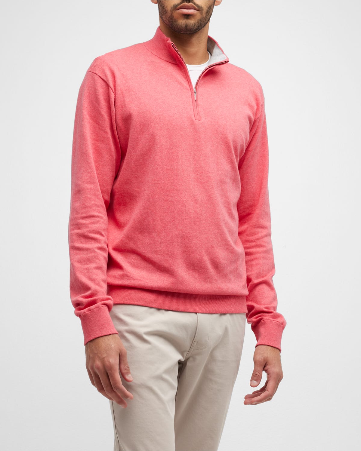 Peter Millar Crest Quarter-zip Cotton Blend Sweater In Cape Red