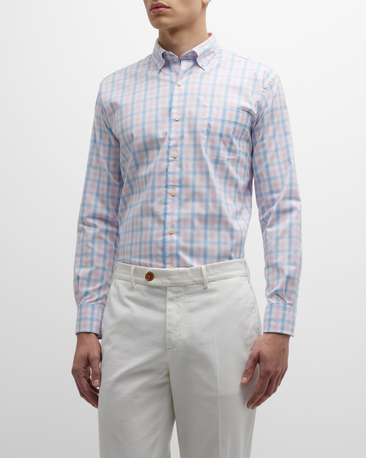 Peter Millar Nolan Crown Lite Stretch Check Classic Fit Button Down Shirt In Maritime