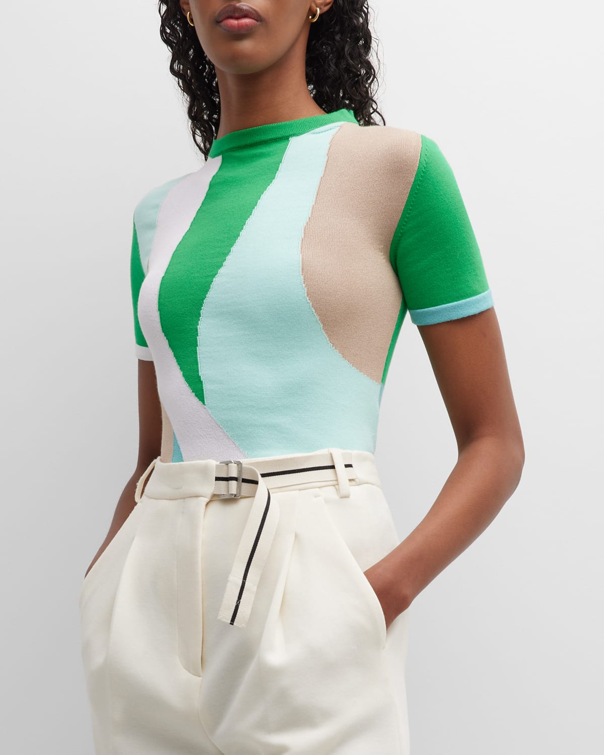 Marella Vanity Short-Sleeve Colorblock Pullover