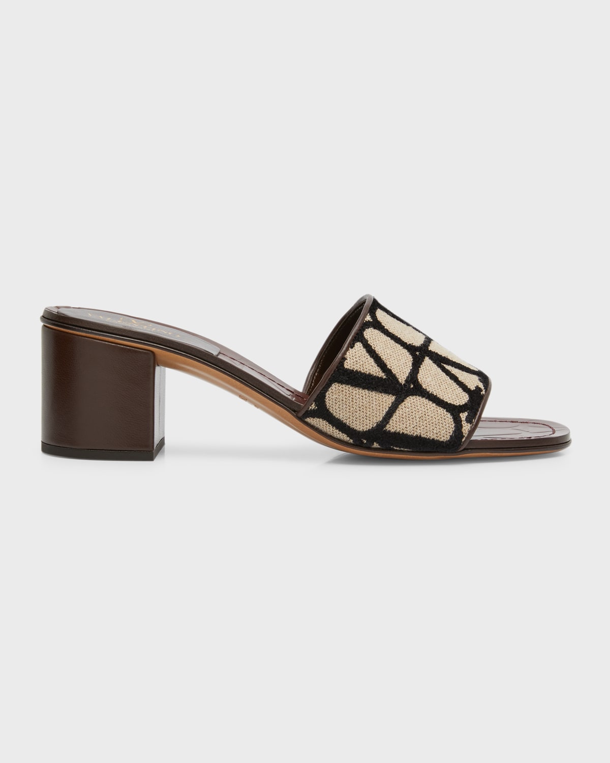 Valentino Vlogo Signature Block-heel Mules In Naturale/nero/fon