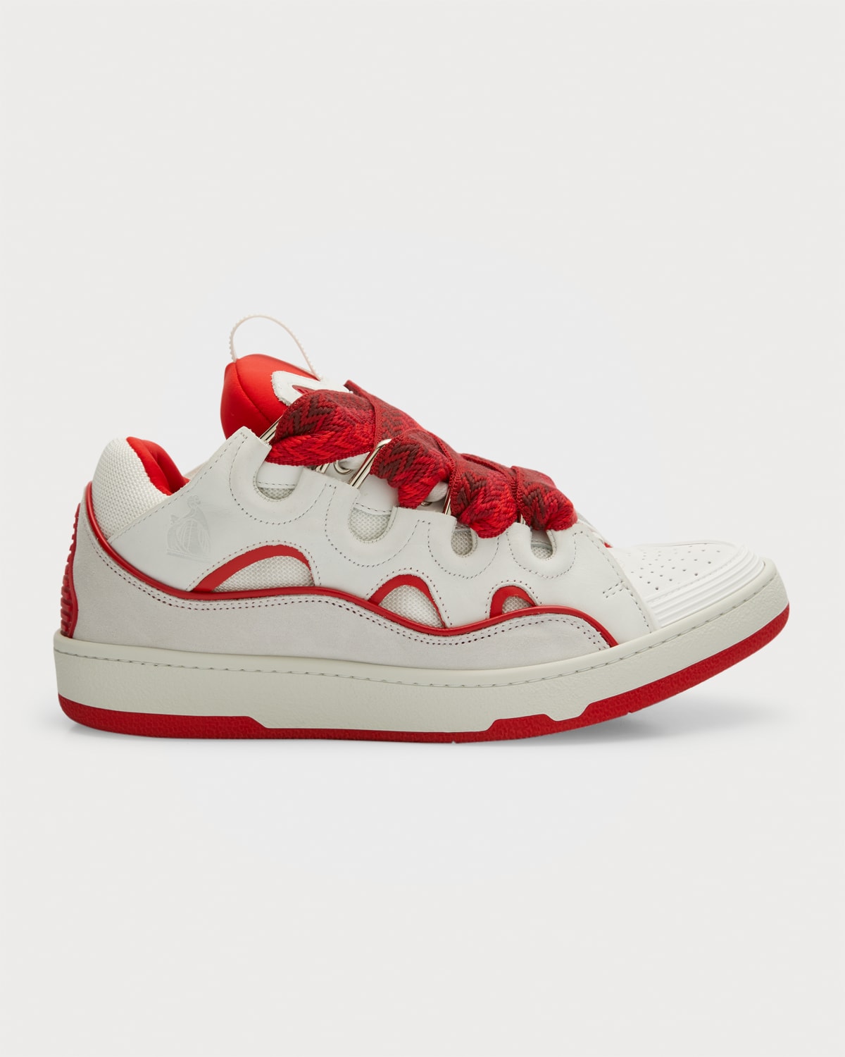 Lanvin Curb Leather Sneaker In Whitered 0030