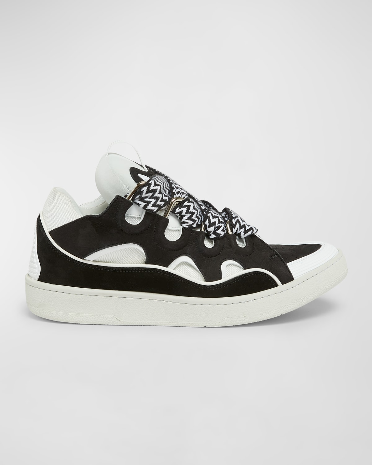 LANVIN MEN'S LEATHER LOW-TOP CURB SNEAKERS