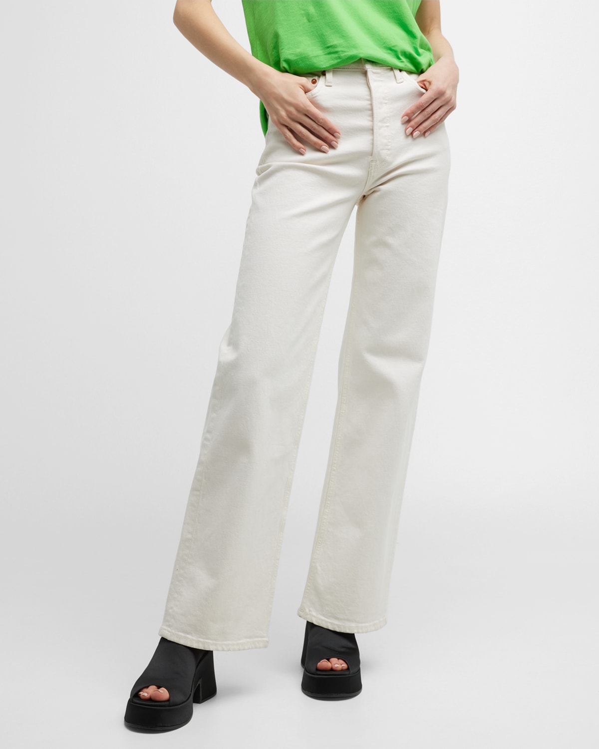 Re/done 70s High-rise Wide-leg Jeans In Vintage White