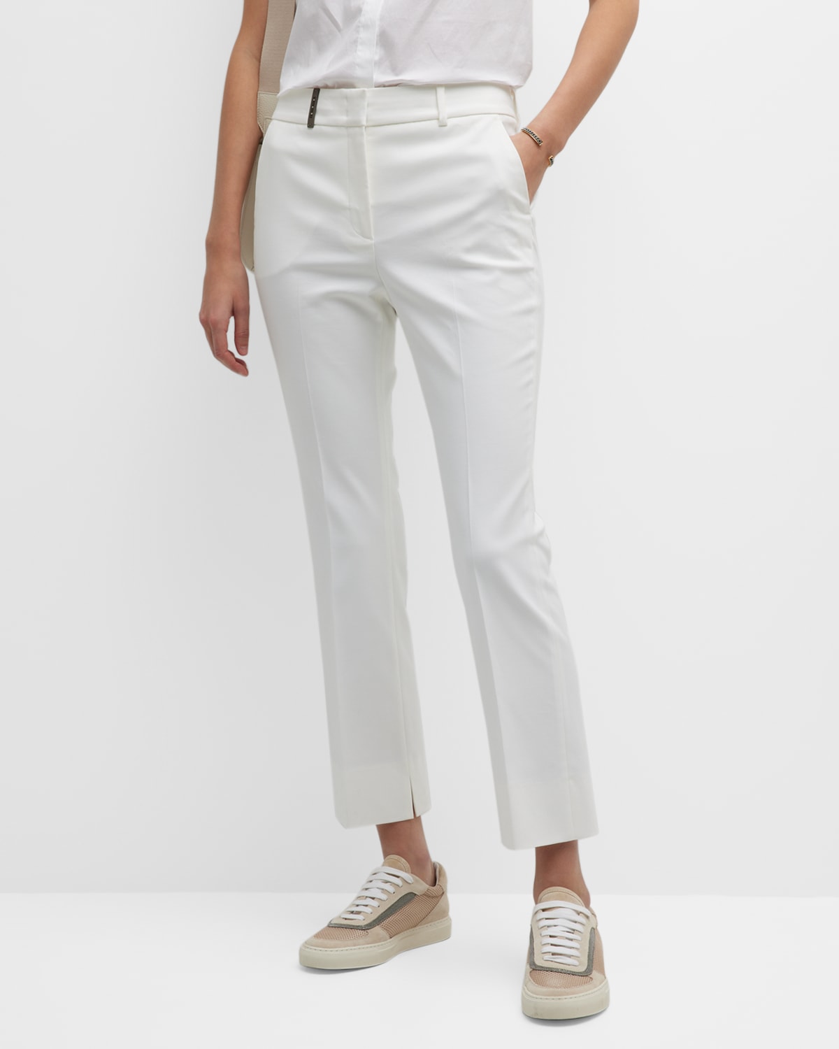 Side-Slit Cropped Stretch Pants