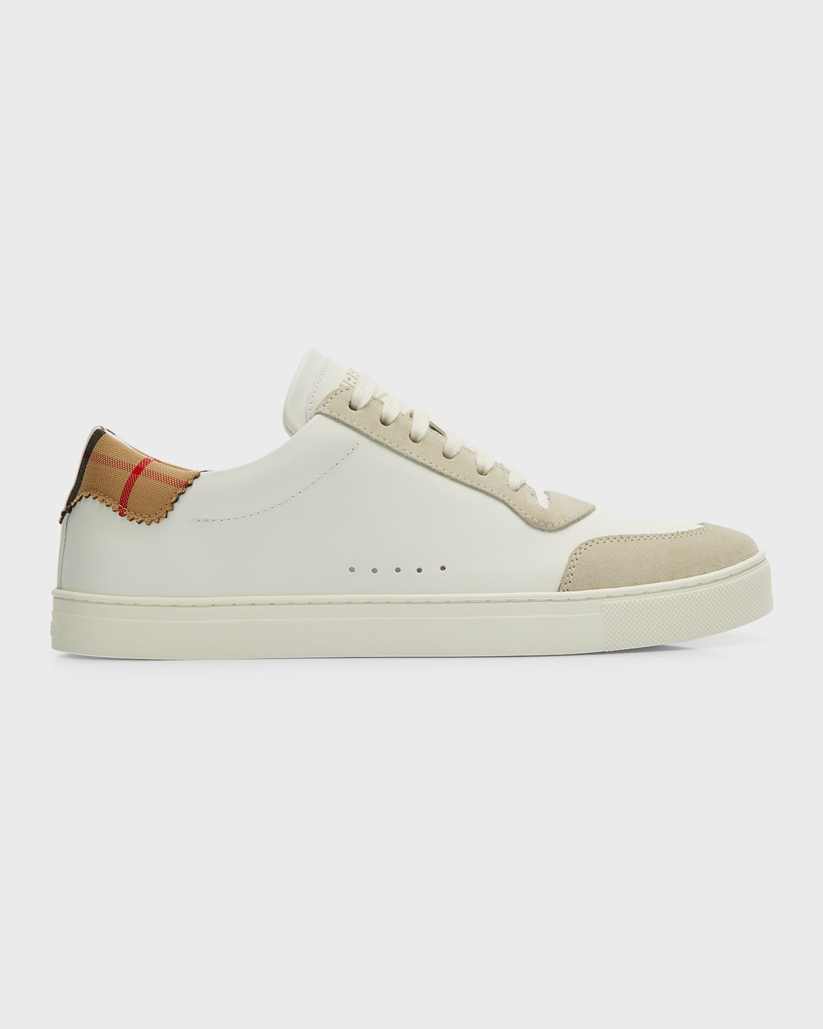 Men's Check Panel Leather Low-Top Sneakers