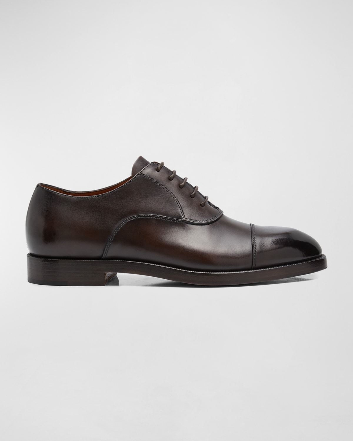 ZEGNA MEN'S TORINO CAP TOE LEATHER OXFORDS