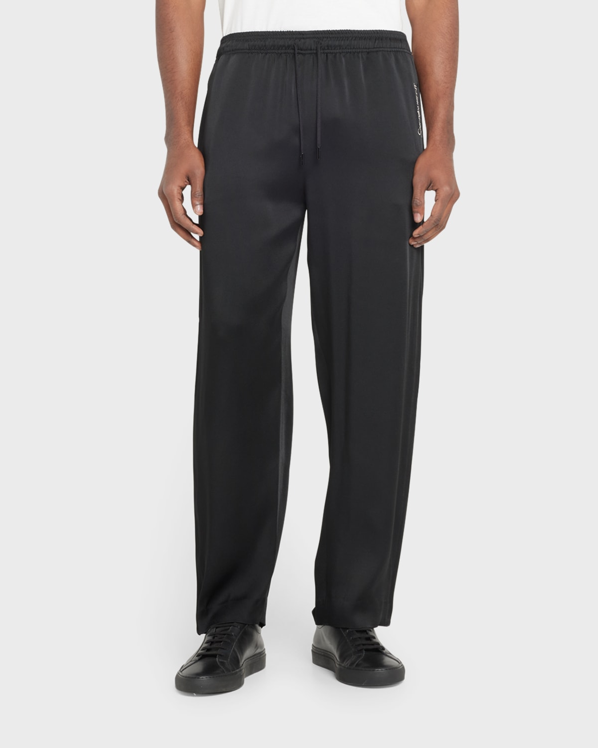 Saint Laurent Men's Jersey Track Pants In Nero