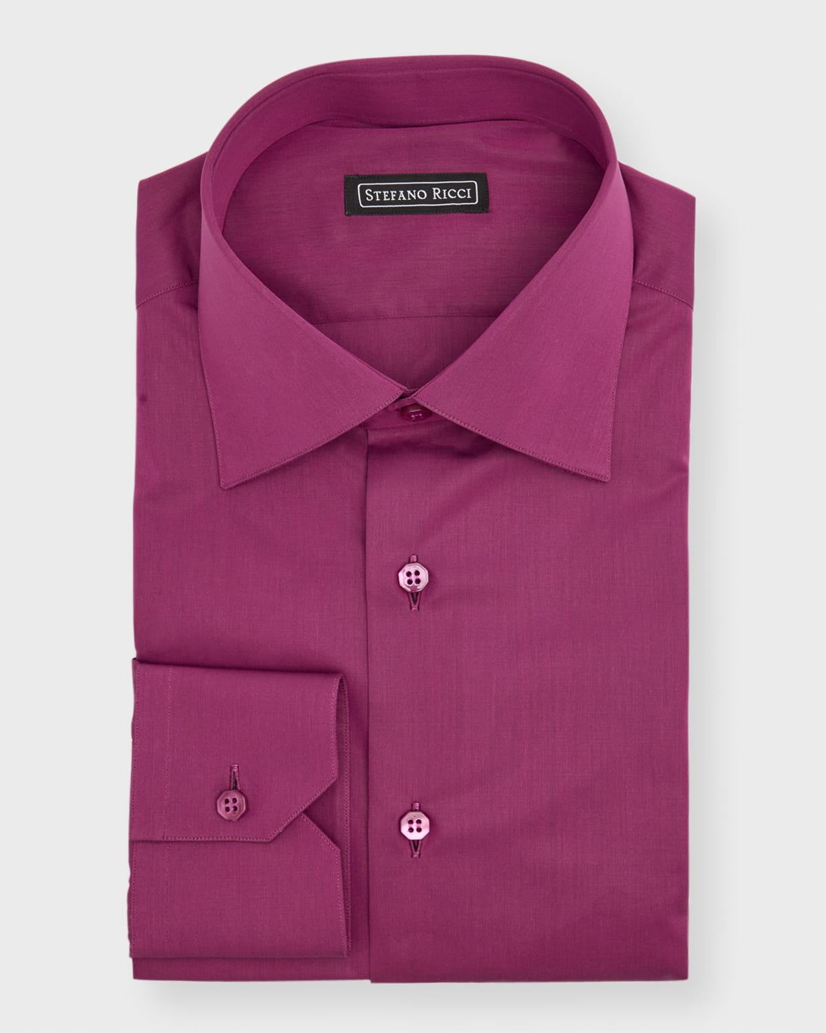 Men's Solid Barrel-Cuff Dress Shirt