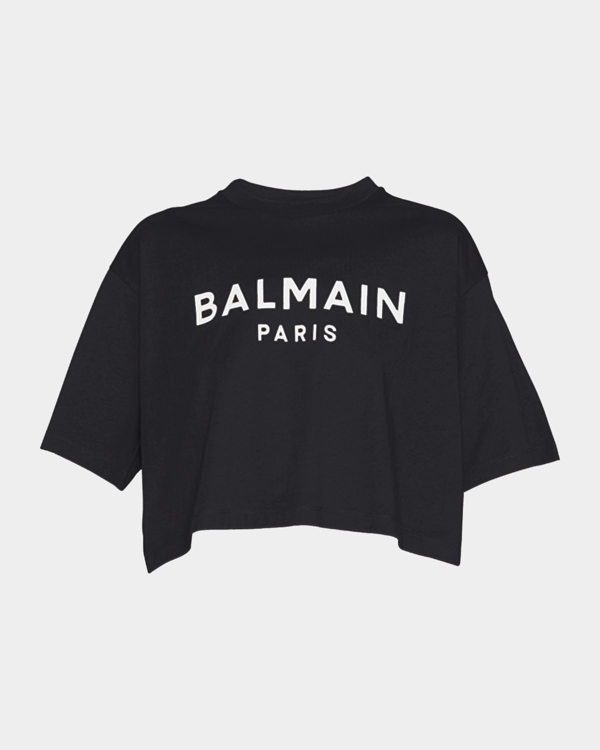 Shop Balmain Logo-print Crop T-shirt In Blk/white