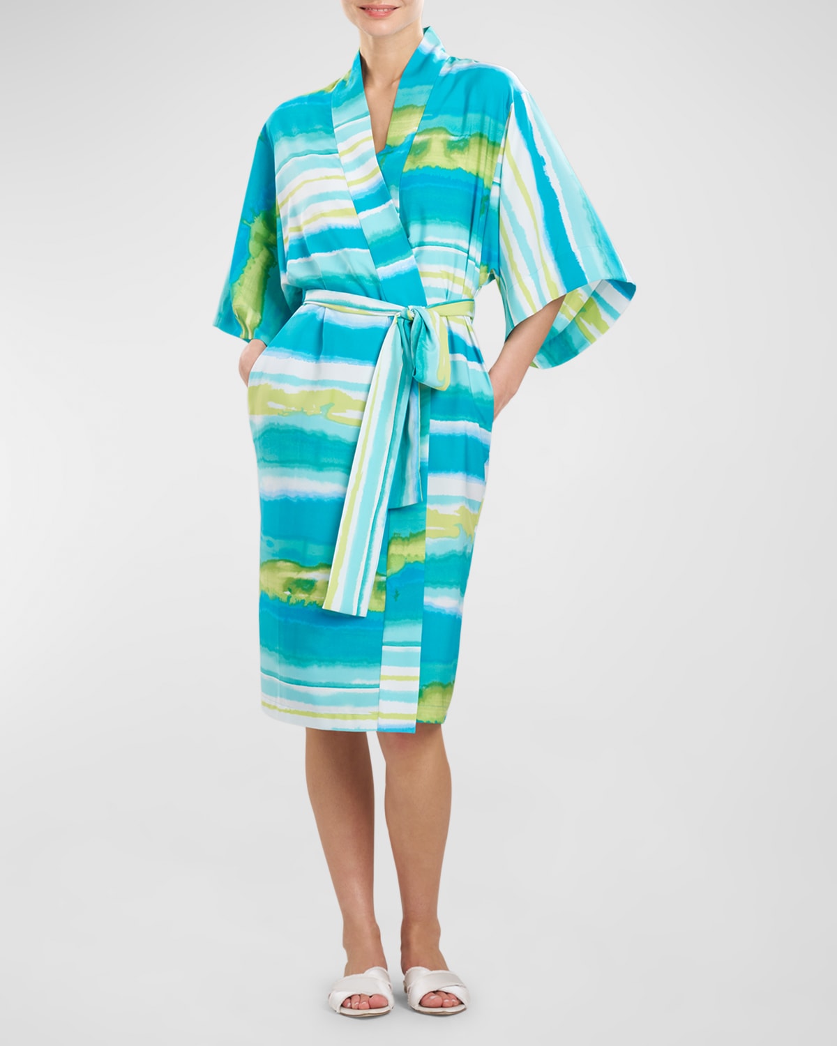 Natori Nikko Wrap Robe In Aqua Mist
