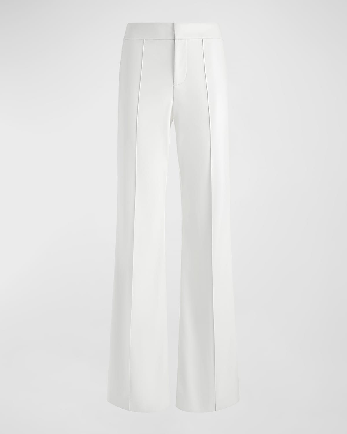 Shop Alice And Olivia Dylan Vegan Leather Wide-leg Pants In Ecru