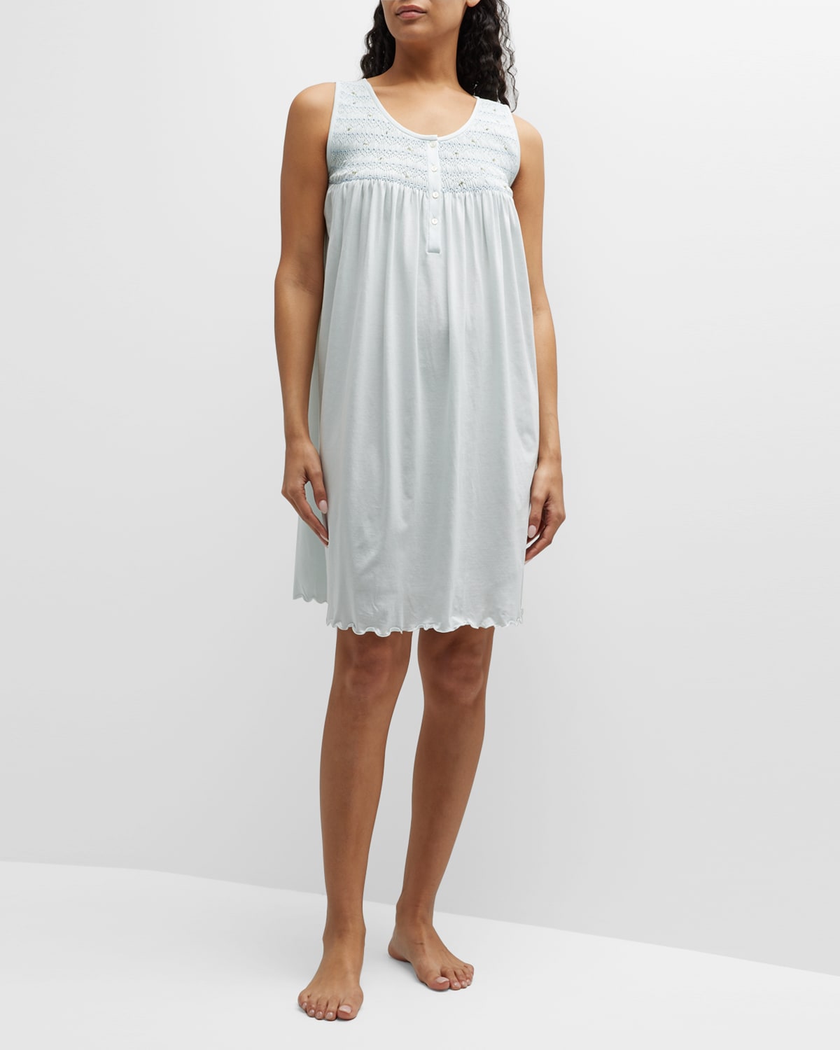Catalina Sleeveless Smocked Cotton Nightgown