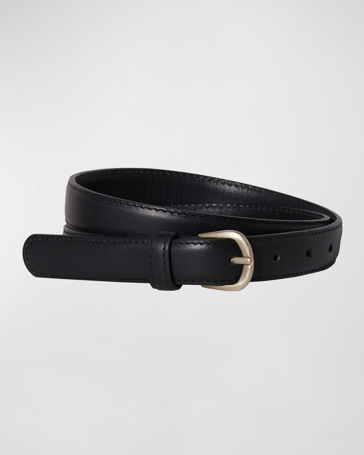 Janessa Leone Brass Buckle Leather Belt In Black