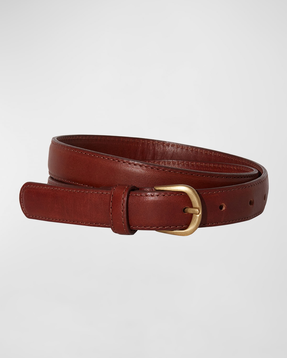 Shop Janessa Leone Golden Buckle Skinny Leather Belt In Cognac