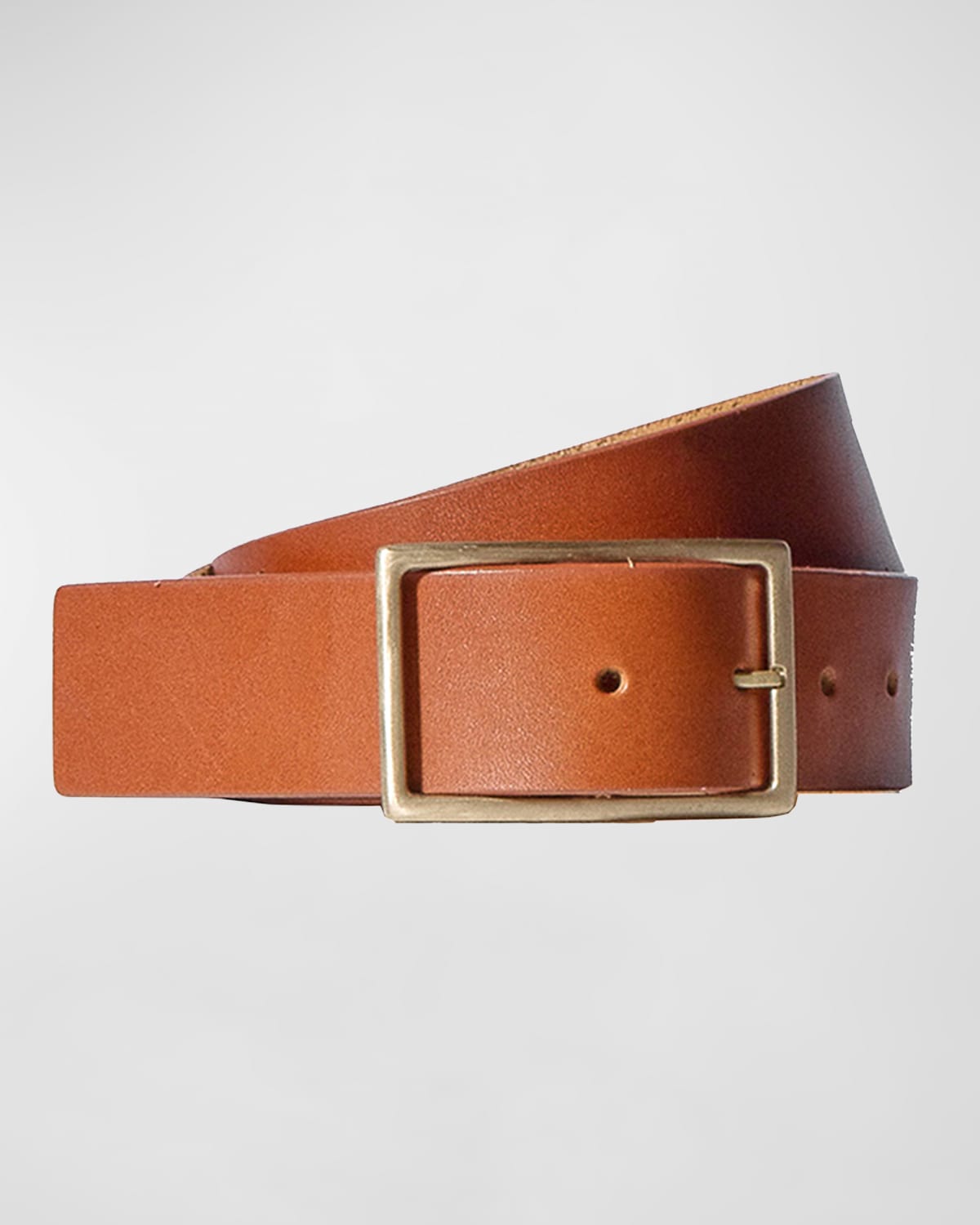 Janessa Leone Rectangle Buckle Leather Belt In Cognac