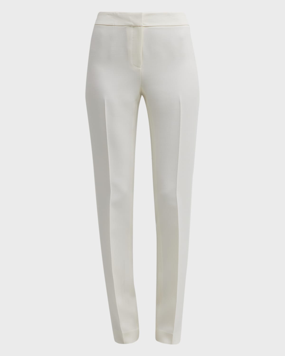 Shop Lafayette 148 Barrow Straight-leg Wool-silk Pants In Cloud