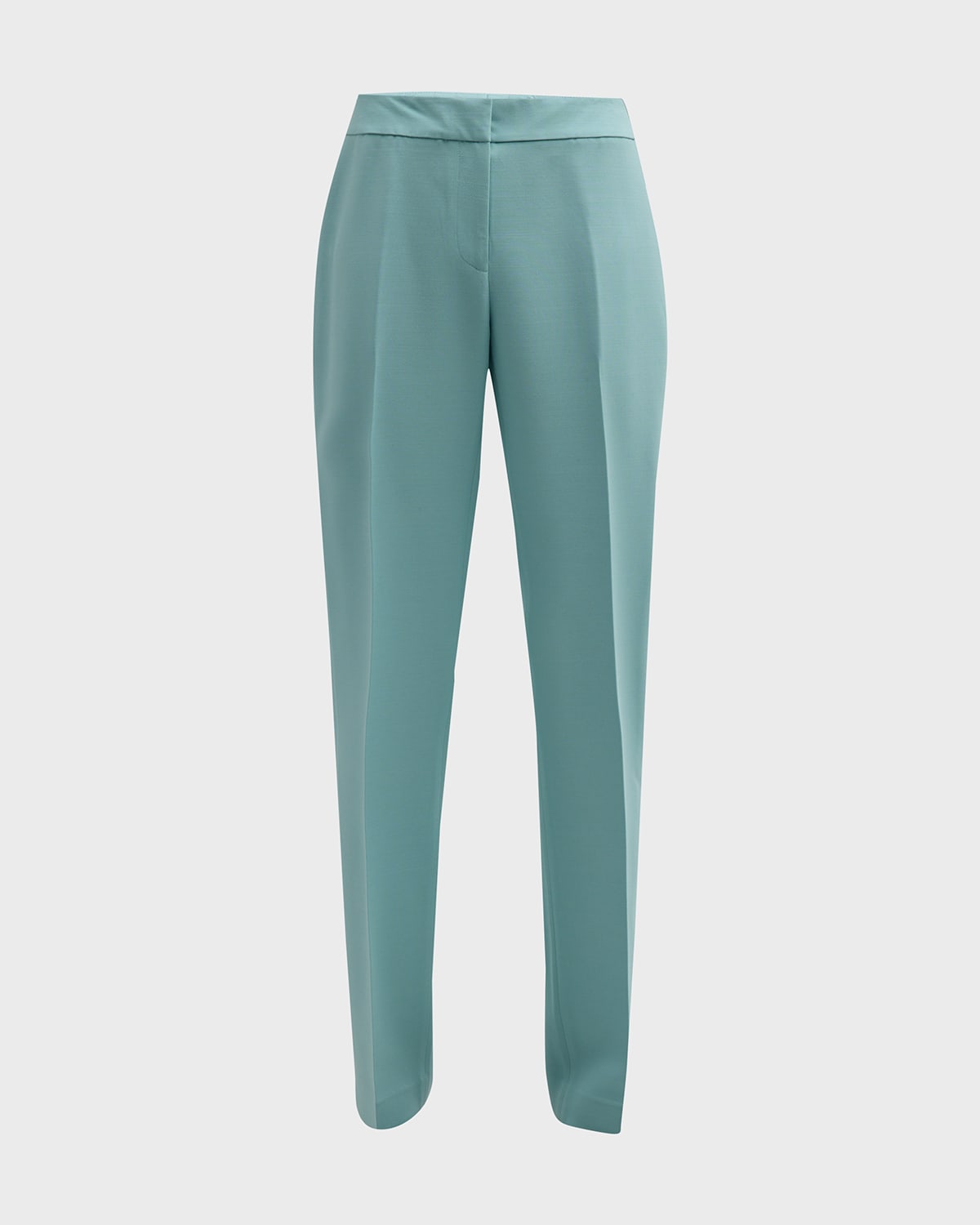 Lafayette 148 Barrow Straight-leg Wool-silk Trousers In Sea Grass