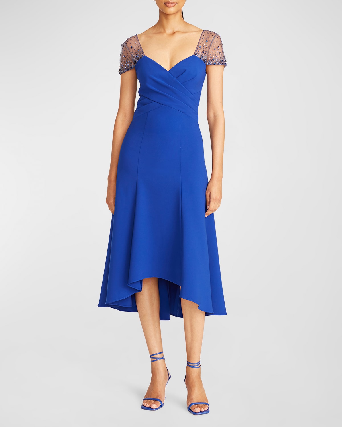 THEIA ANETTE BEADED HIGH-LOW COCKTAIL DRESS