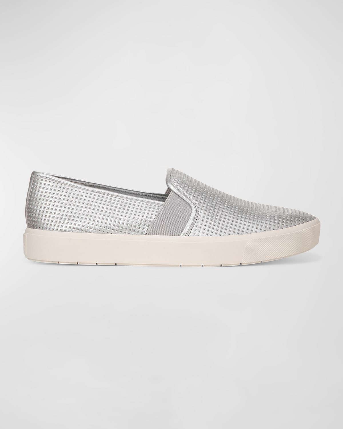 Shop Vince Blair Metallic Slip-on Sneakers In Silver Leather