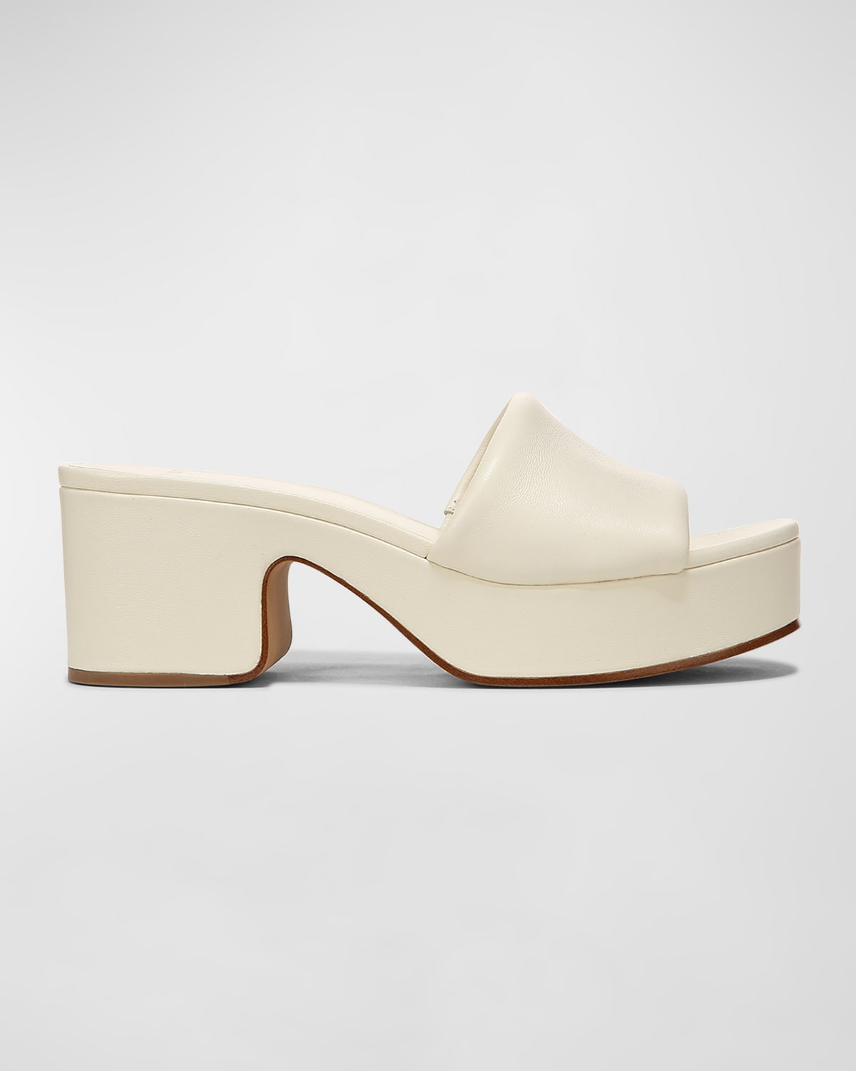 Vince Margo Leather Block-heel Slide Sandals In Marble Cream