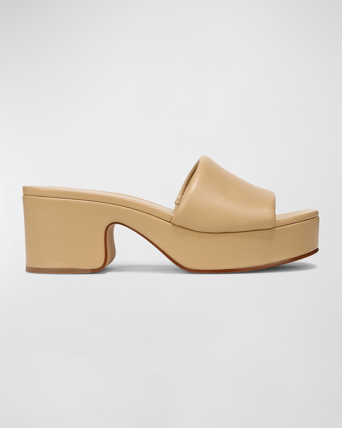 Shop Vince Margo Leather Block-heel Slide Sandals In Blonde