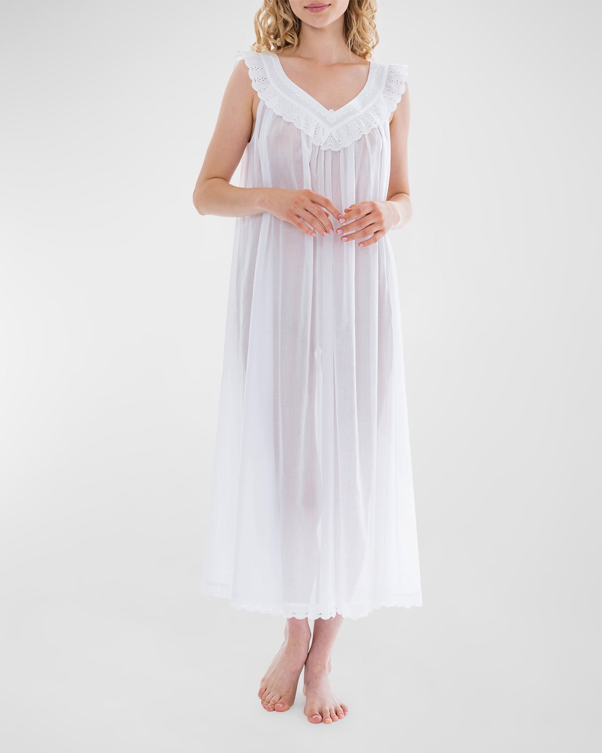 Celestine Susanna 2 Ruched Eyelet-Trim Cotton Nightgown
