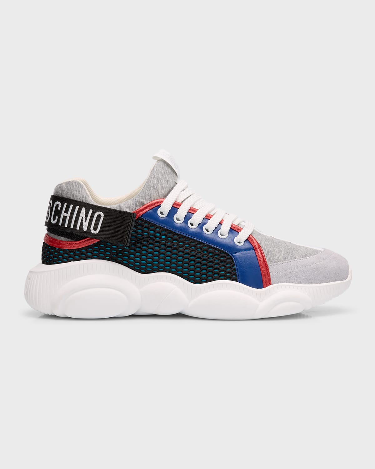 Moschino Men's Teddy Fashion Sneakers With Strap In Blue Multi