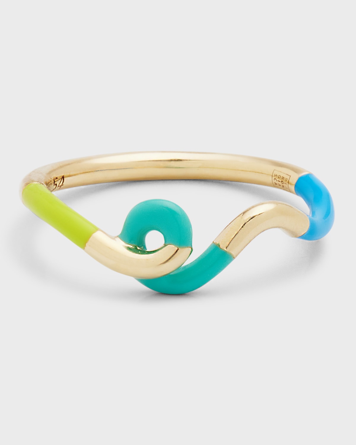 Shop Bea Bongiasca Wow Mini Snake Ring With Lime Green And Mint Enamel In Multi