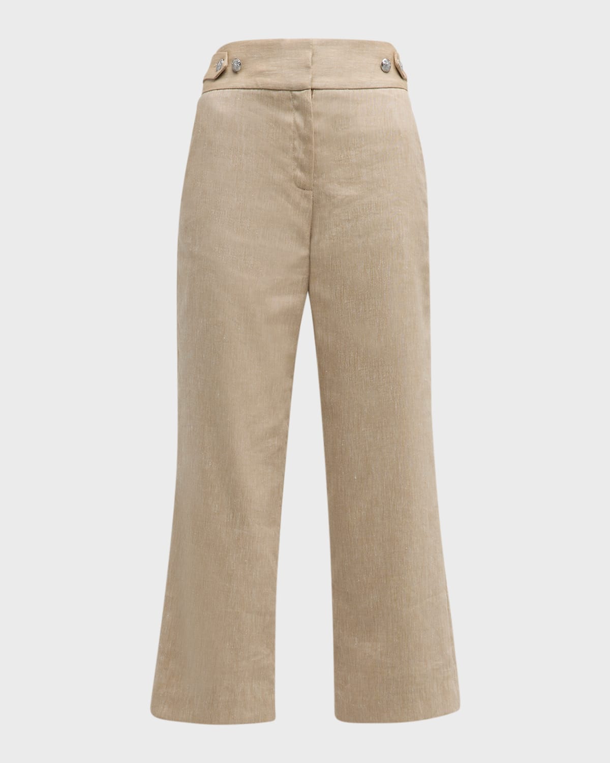 Shop Veronica Beard Aubrie Linen Pants In Khaki Melange