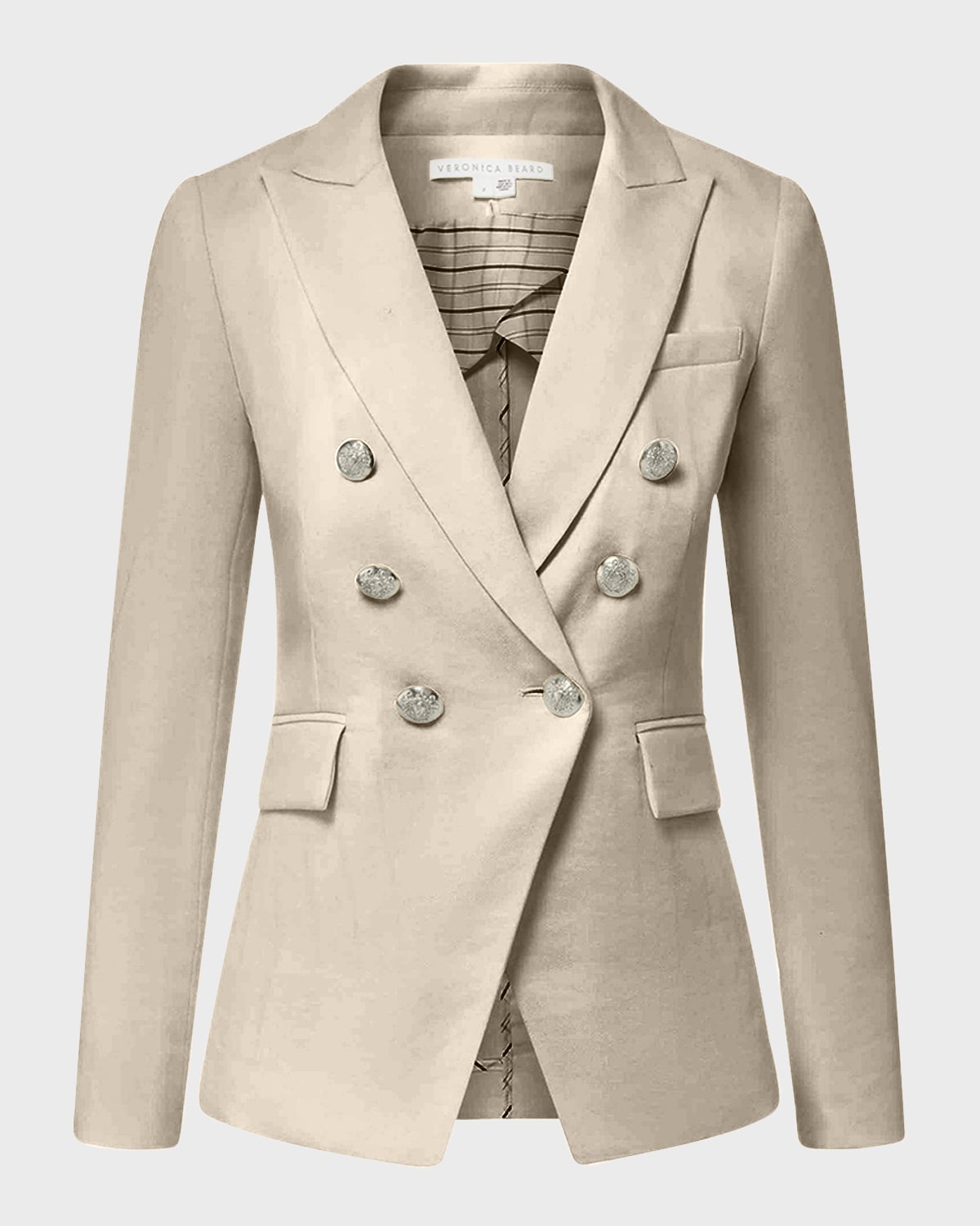 Shop Veronica Beard Miller Linen Dickey Jacket In Khaki Melange