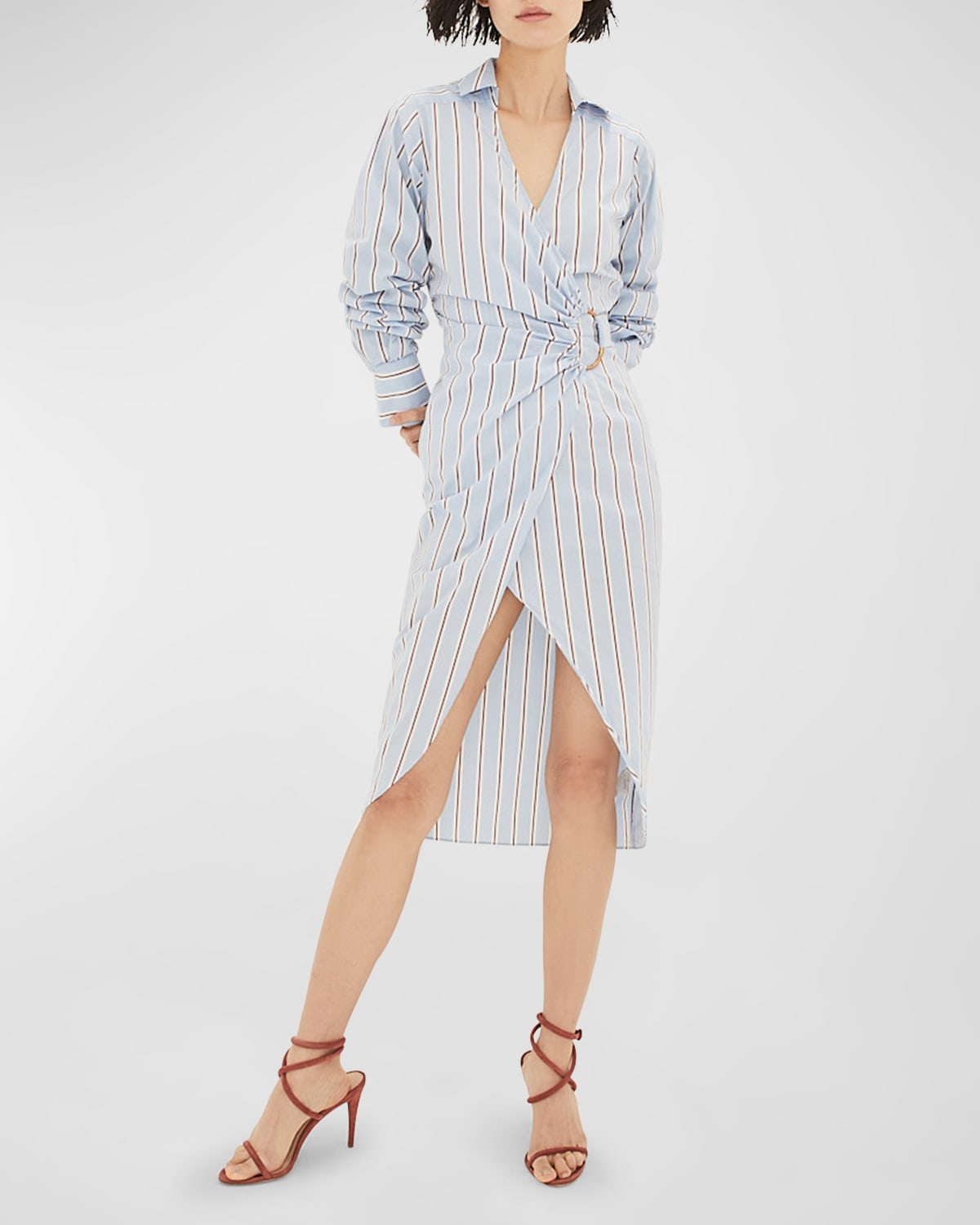 Afton Striped Wrap Midi Dress