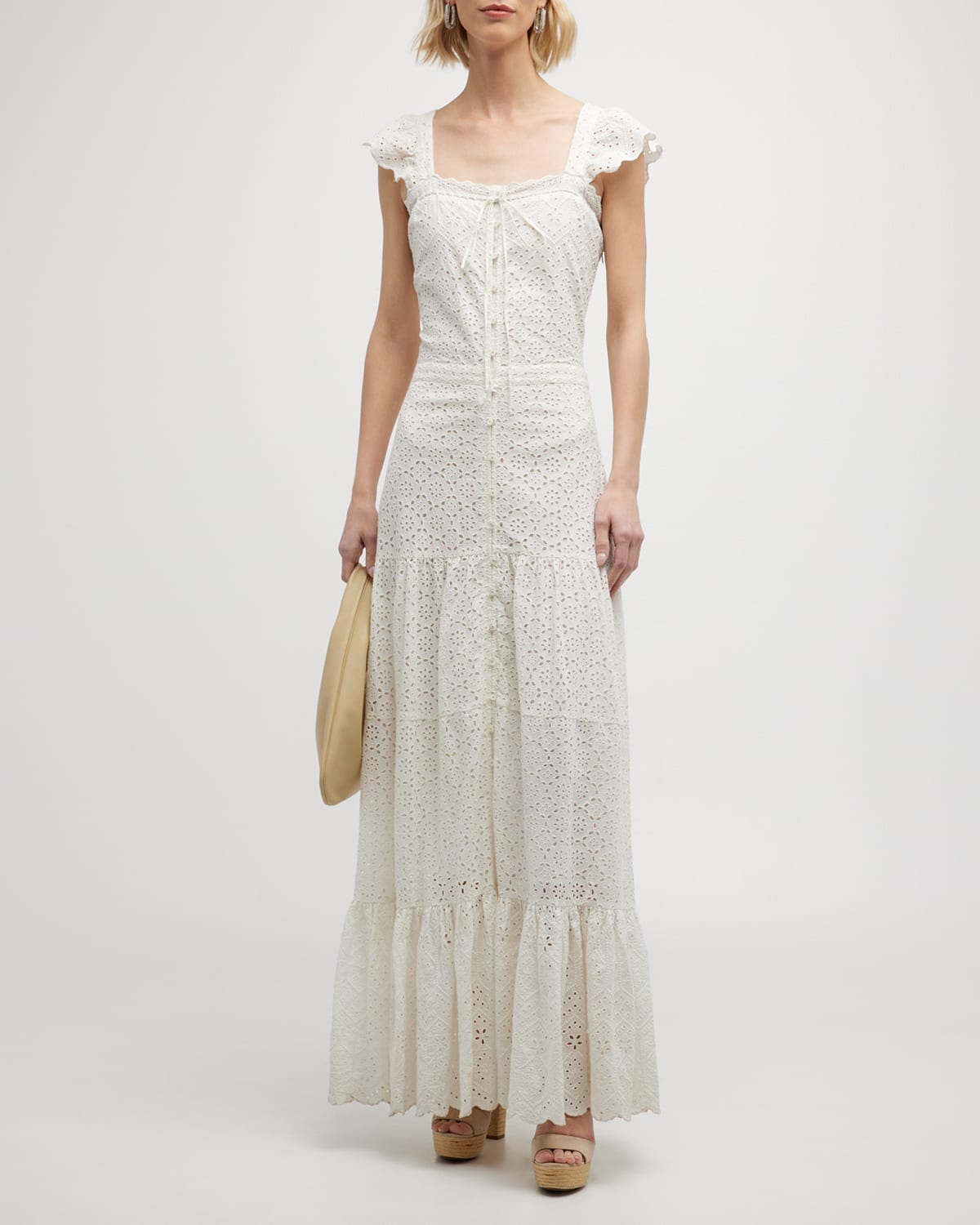Veronica Beard Aislin Eyelet Maxi Dress In White