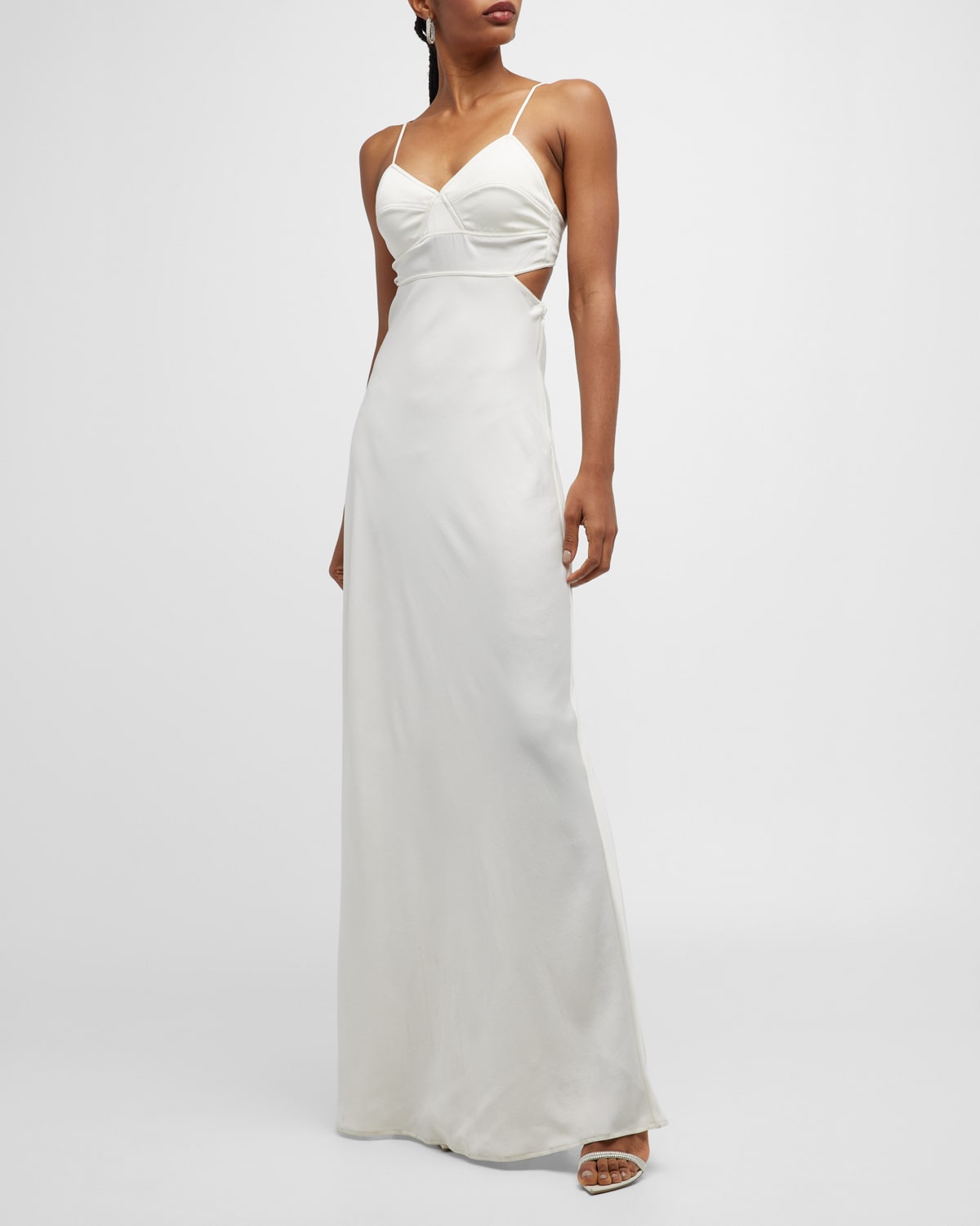 Shop A.l.c Blakely Ii Seamed Cut-out Maxi Dress In Whisper White