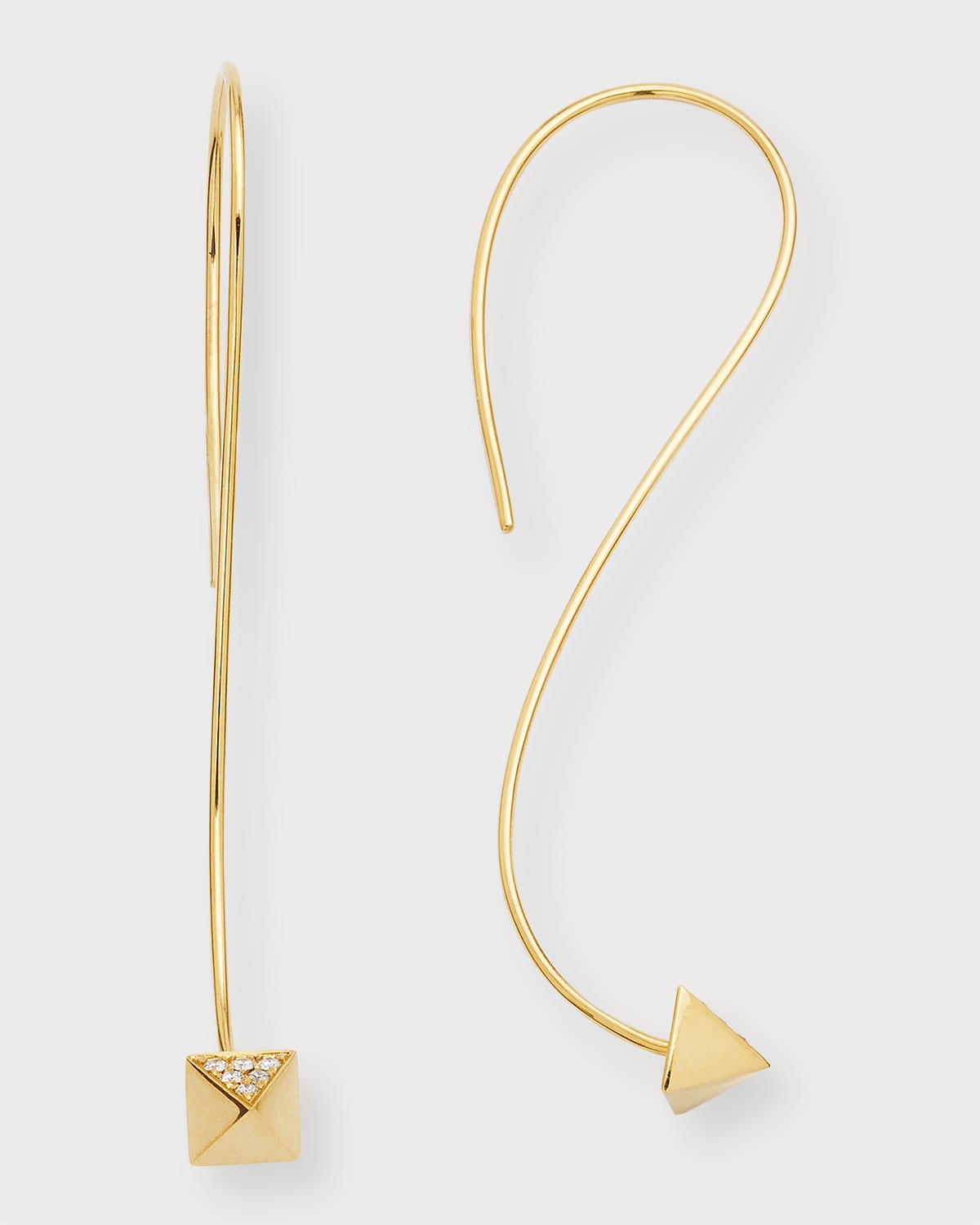 18K Yellow Gold Diamond Square Threader Earrings