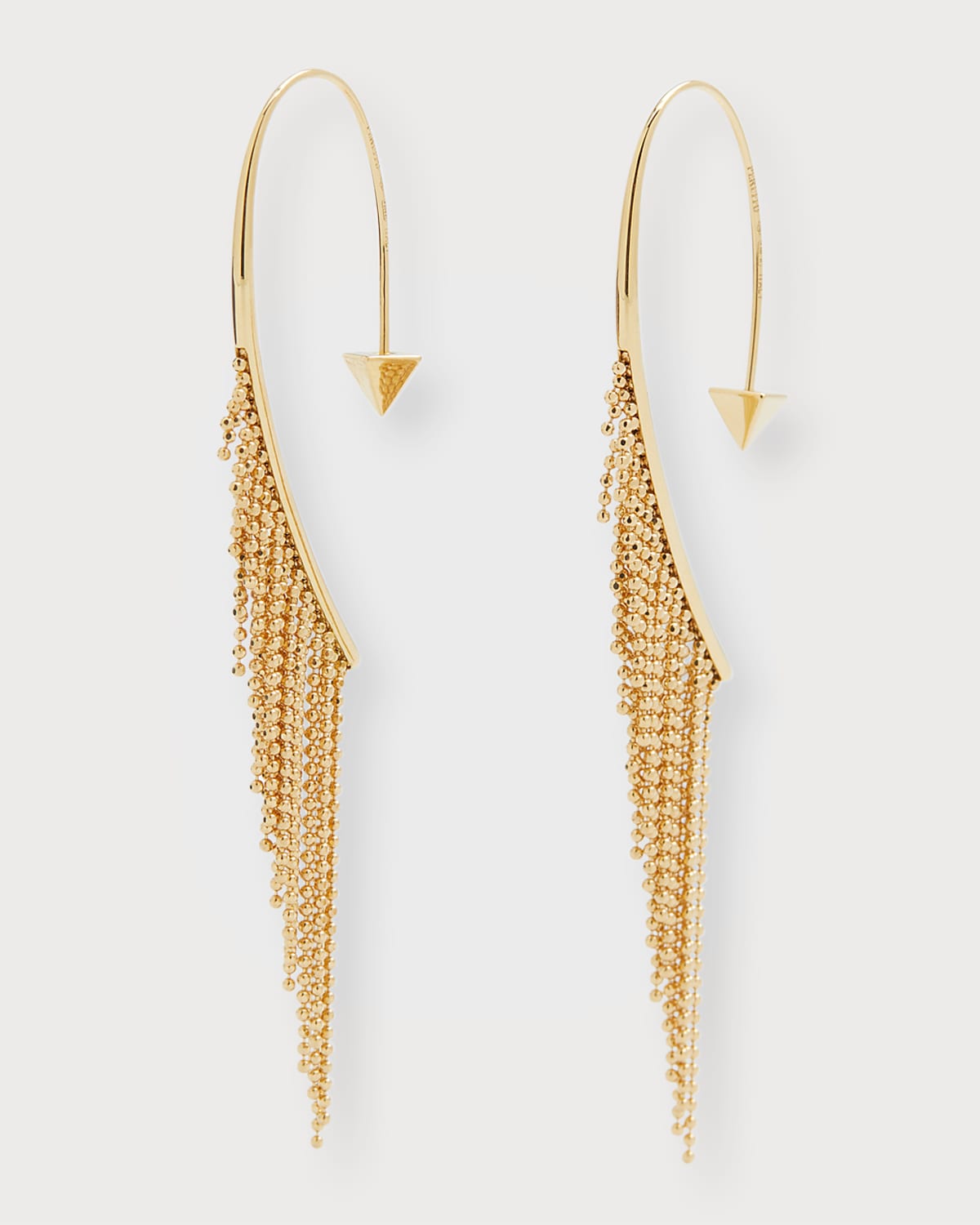 18K Yellow Gold Short Chain Fringe Curve Earrings