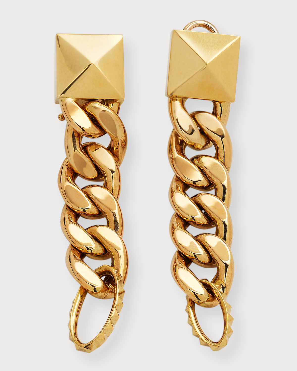 18K Yellow Gold Club Pendant Chain Earrings