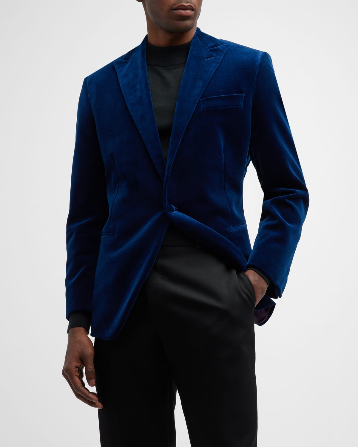 Paul Stuart Men's Solid Velvet Dinner Jacket In Royal Blue