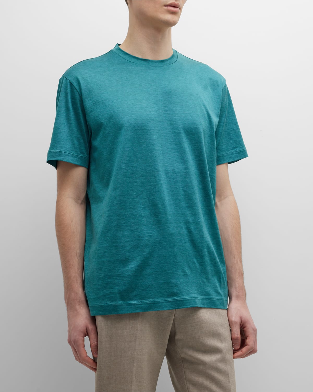 Giorgio Armani Silk And Cotton-blend Jersey T-shirt In Green