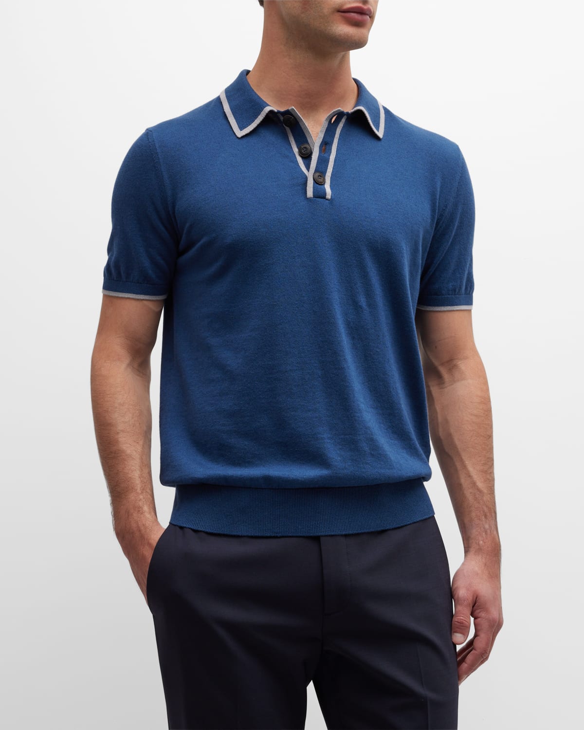 Men's Knit Polo Shirt with Tipping