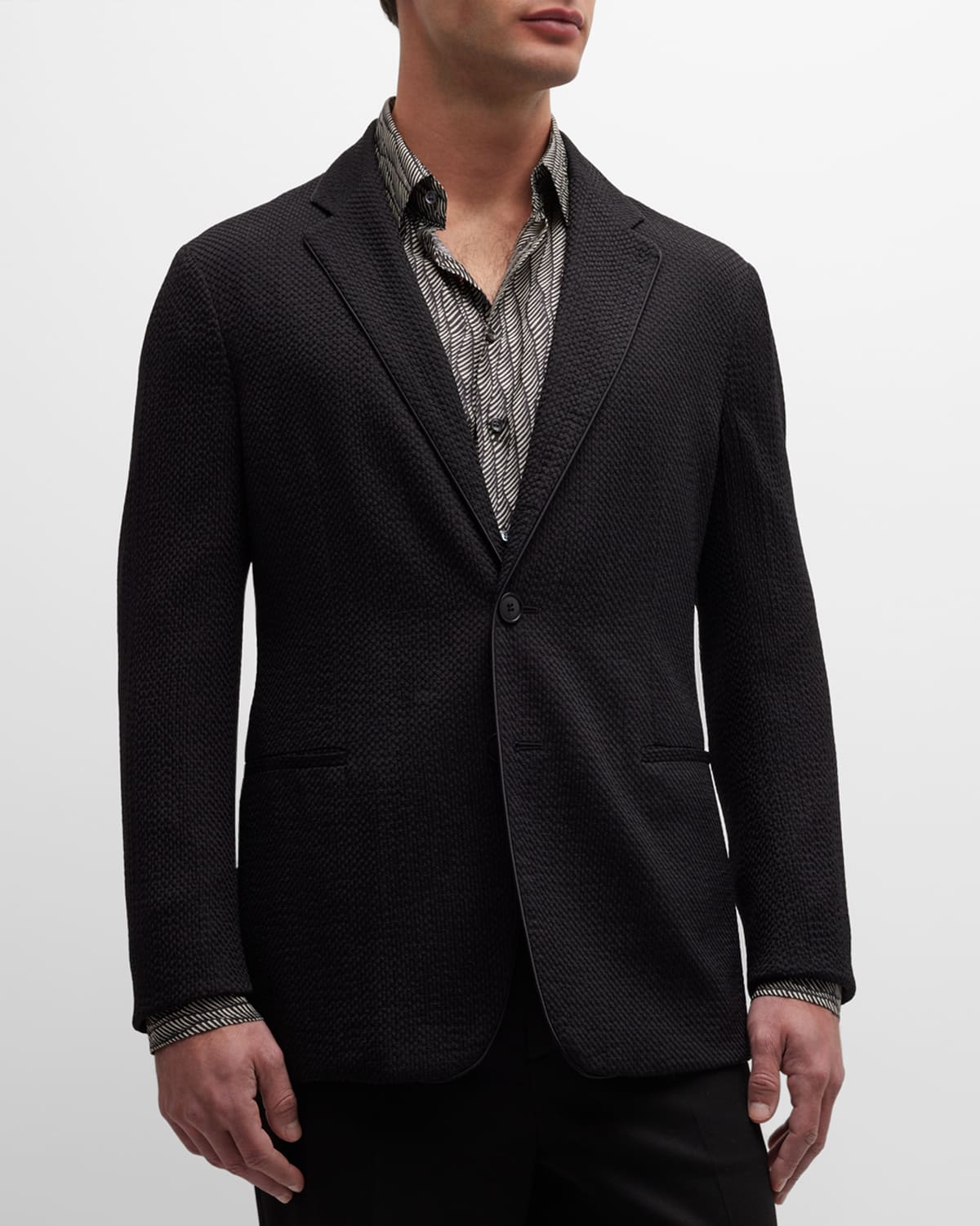 Giorgio Armani Jacquard Blazer In Blue