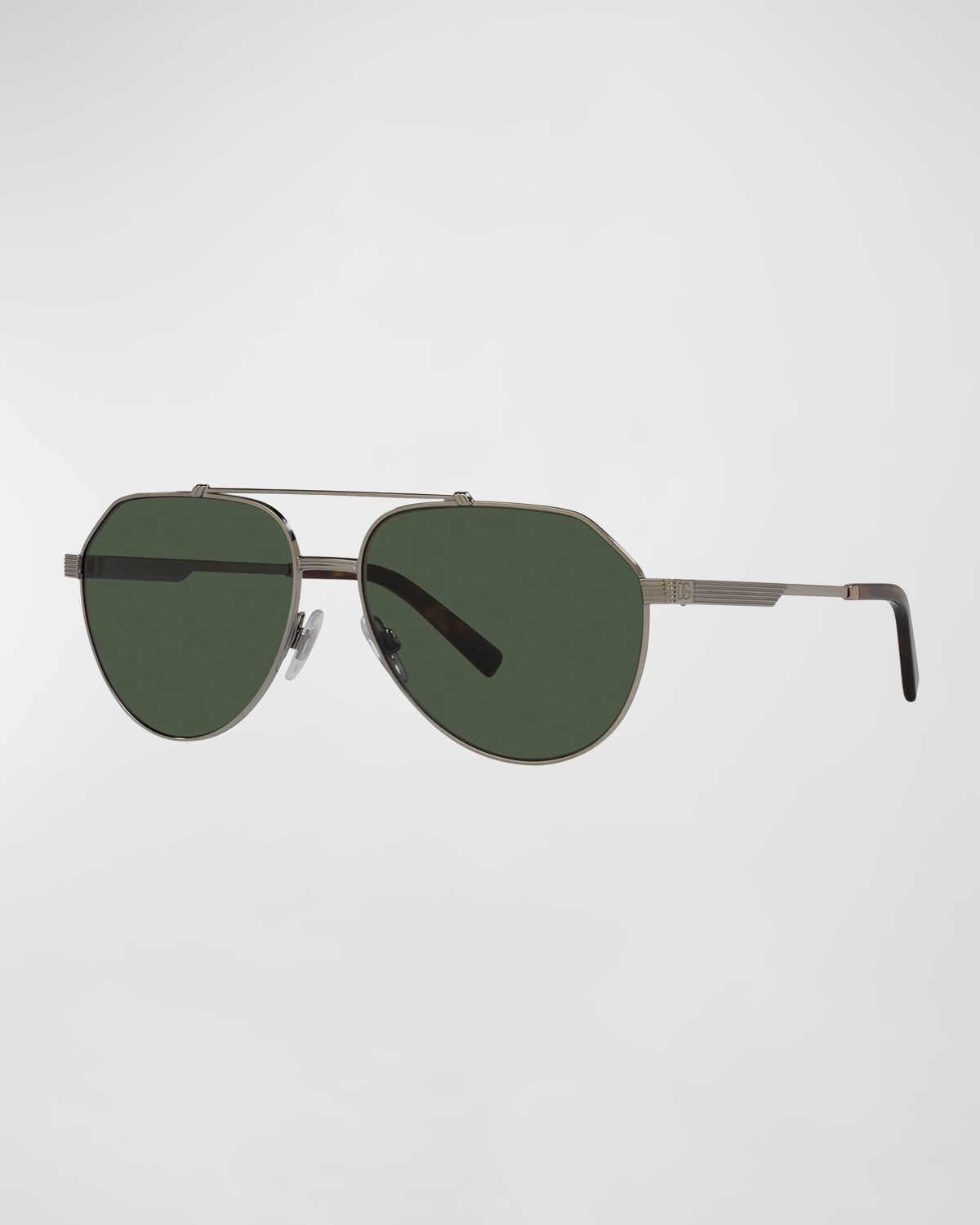 Dolce & Gabbana Men's Polarized Double-bridge Pilot Sunglasses In Bronze