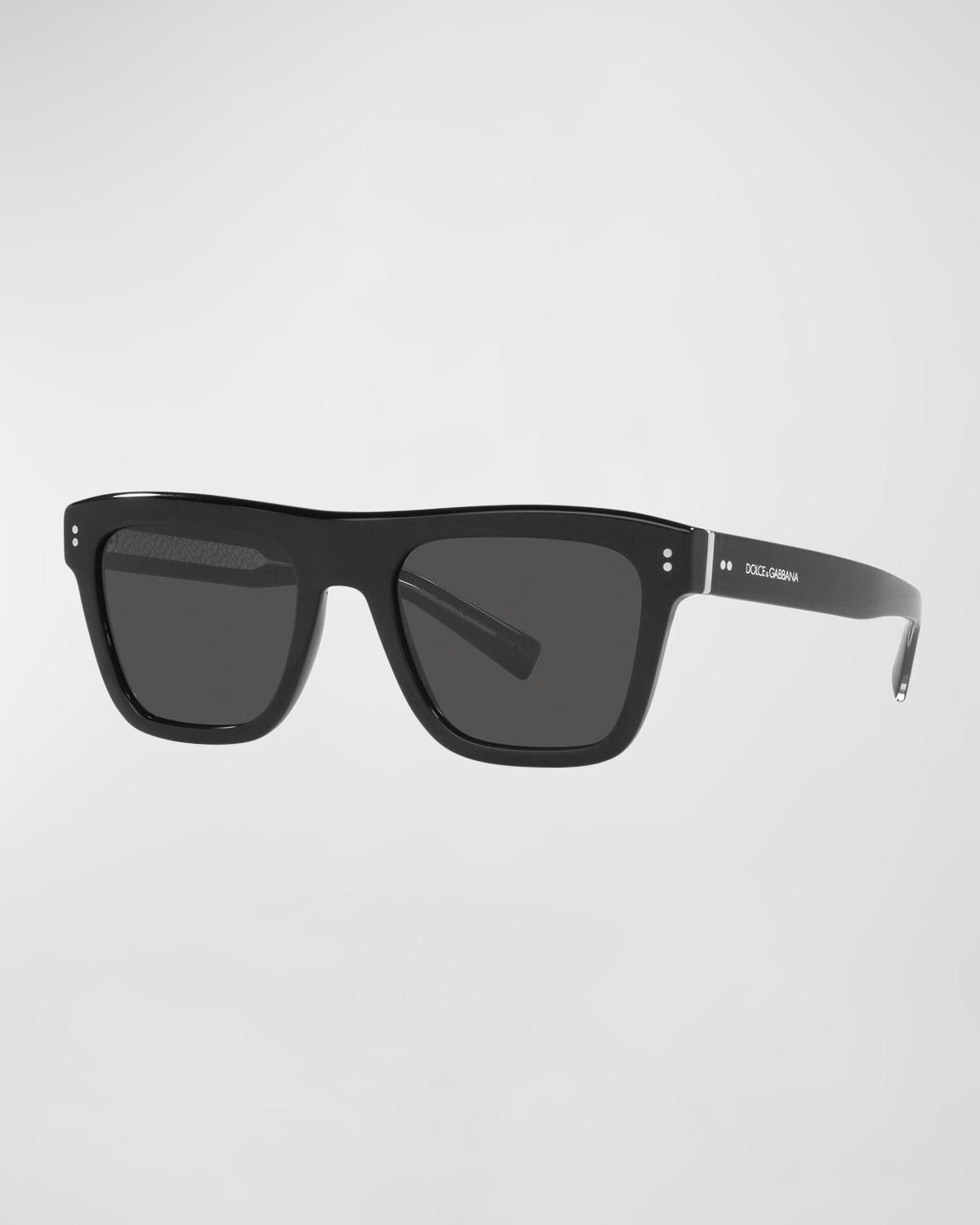 Shop Dolce & Gabbana Men's Square Logo Sunglasses In Black