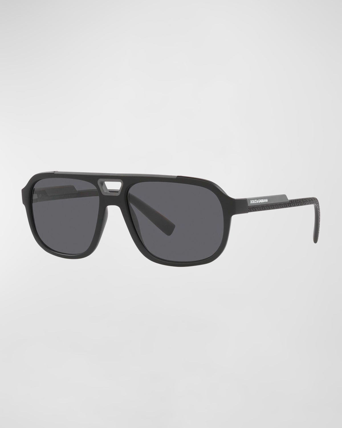 Dolce & Gabbana Men's Polarized Double-bridge Rectangle Sunglasses In Matte Black