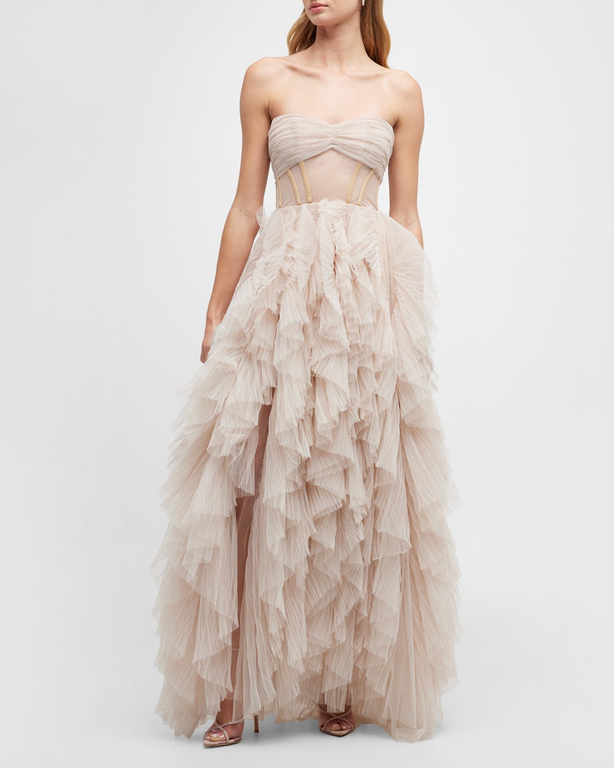 Abby Strapless Ruffle Gown