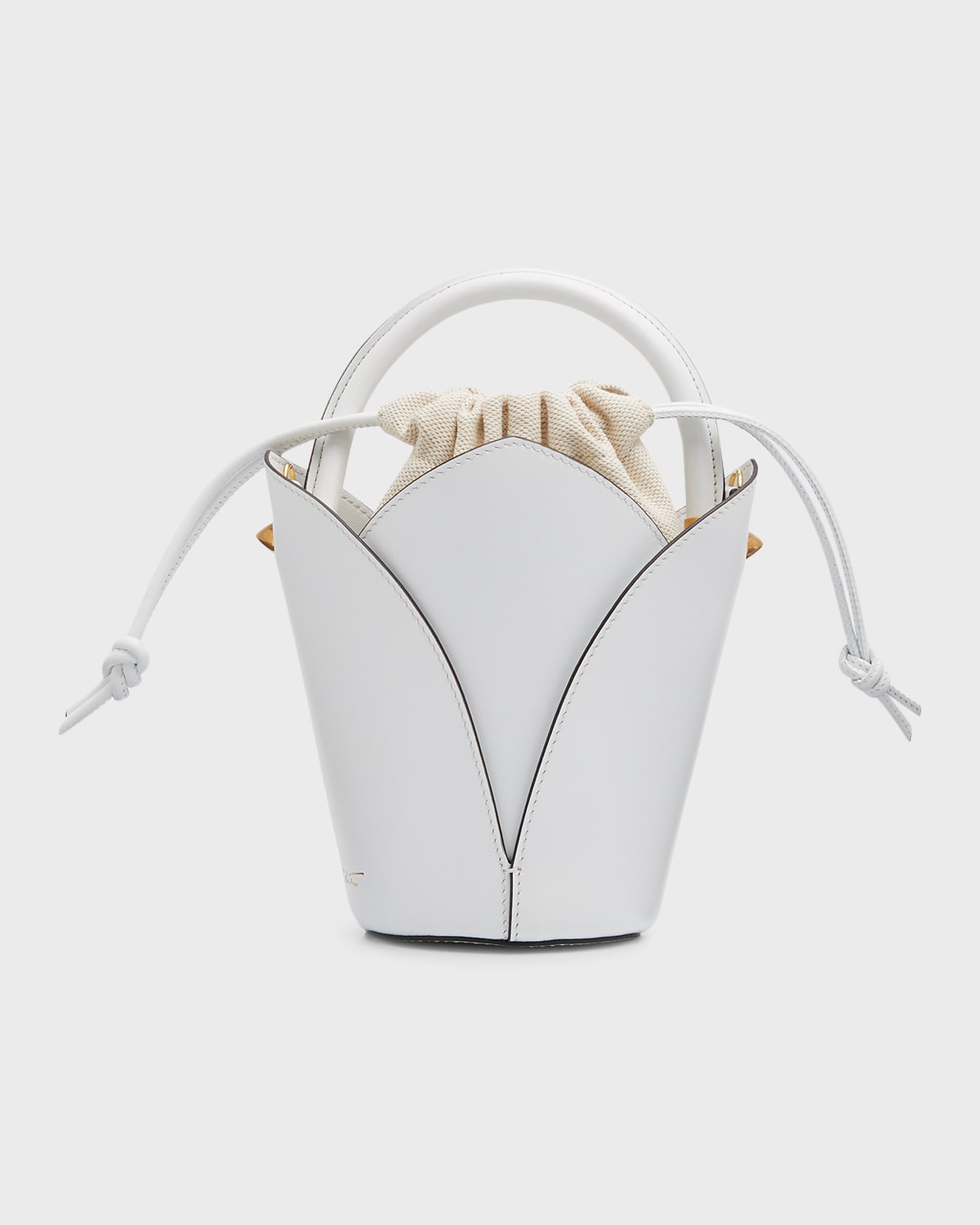 Oscar De La Renta Tulipan Nano Napa Leather Top-handle Bag In White