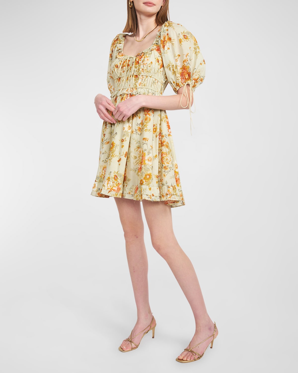 EN SAISON Milana Puff-Sleeve Floral Cotton Mini Dress