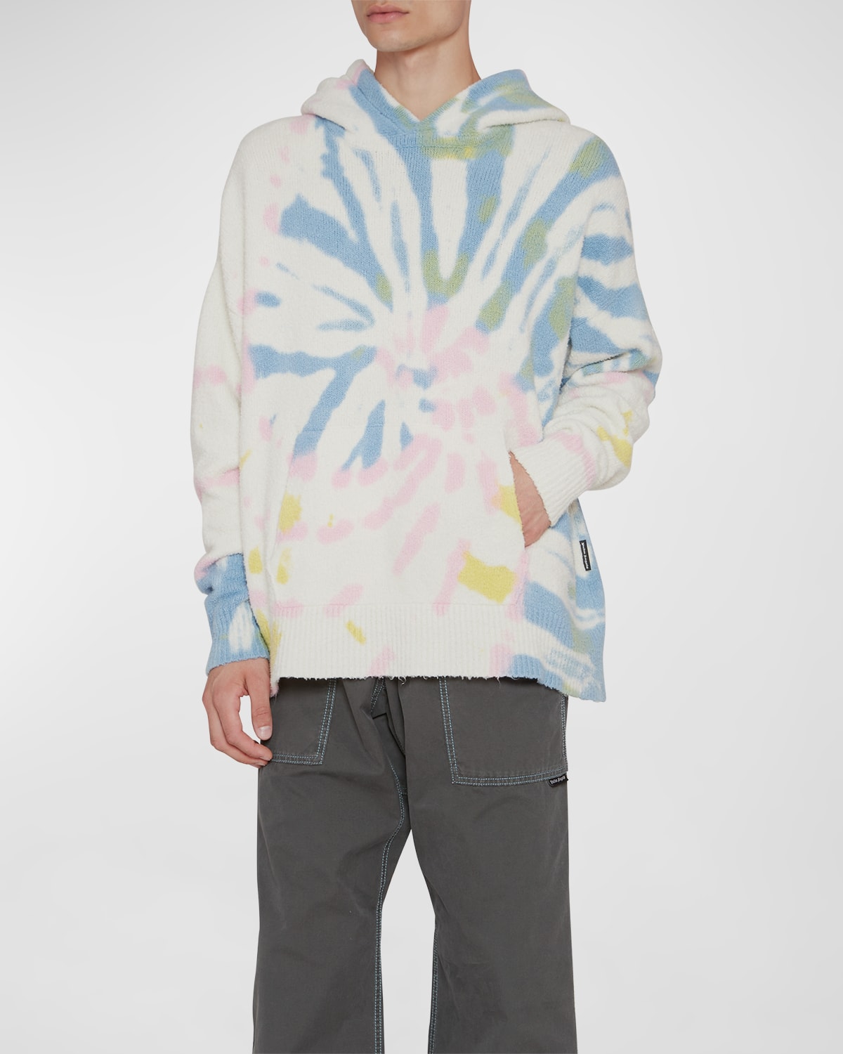 Palm Angels Tie-dye-print Hoodie In Beige Multicolor